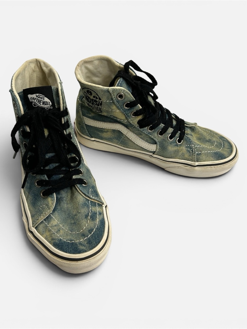 Vans Sk8-Hi Tapered Denim Embroidery skull high top sneakers US M 5.5 W 7